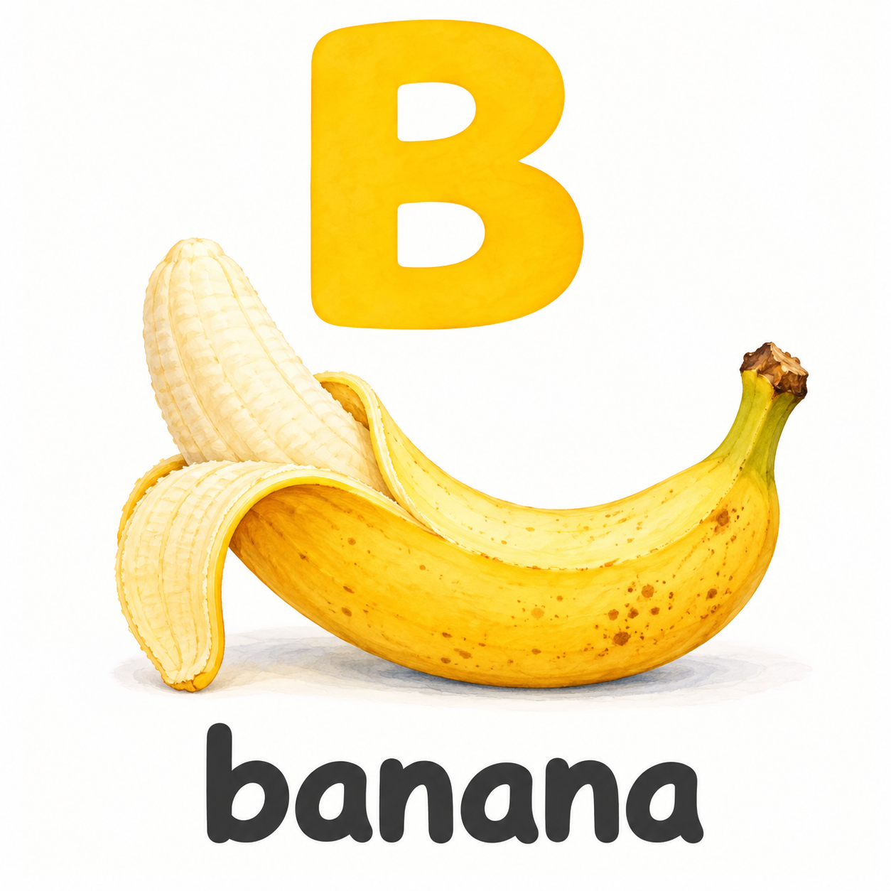 B – banana | حرف B والموزة